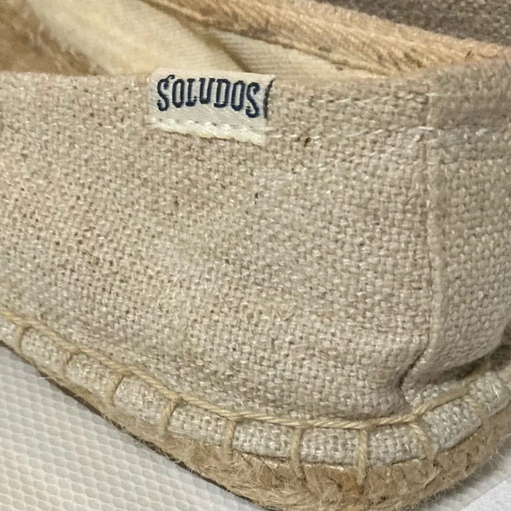 Soludos Beige Espadrille Slippers with Black Eye Embroidery